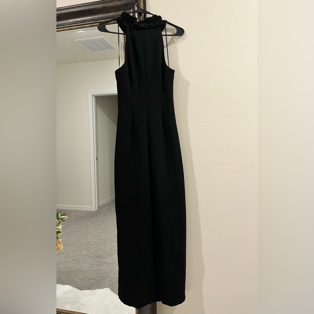 Trina Turk Black High Ruffle Gown Size 4 - Picture 5 of 9